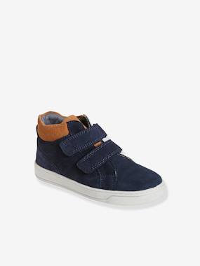 Touch-Fastening High-Top Trainers in Leather for Boys  - vertbaudet enfant