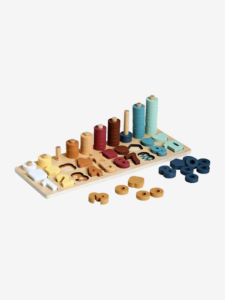 Numbers & Counting Board in FSC® Wood BEIGE LIGHT SOLID WITH DESIGN - vertbaudet enfant 