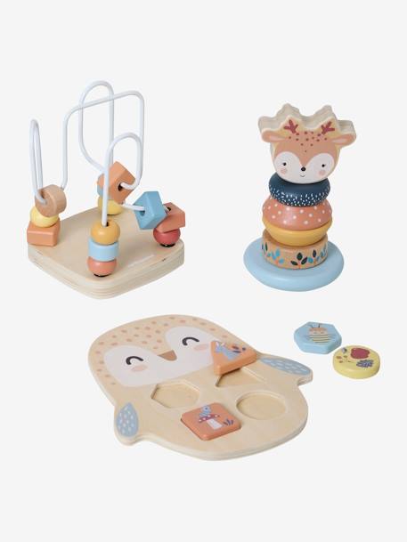 Enchanted Forest Box Set with 3 Early Learning Toys in FSC® Wood BEIGE LIGHT SOLID WITH DESIGN - vertbaudet enfant 