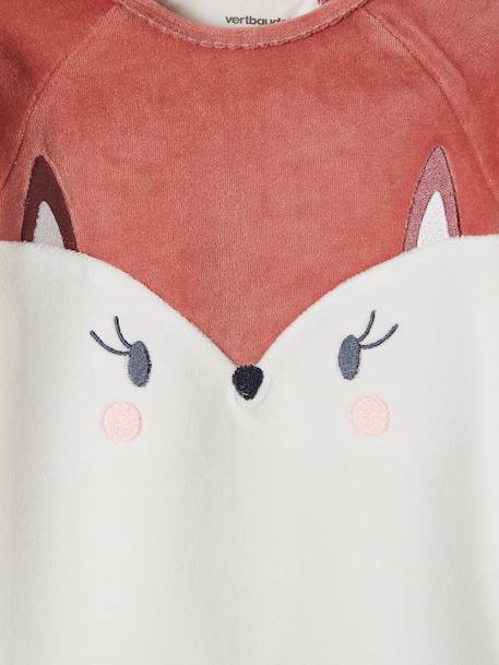 Fox Pyjamas in Velour for Girls PINK DARK SOLID WITH DESIGN - vertbaudet enfant 