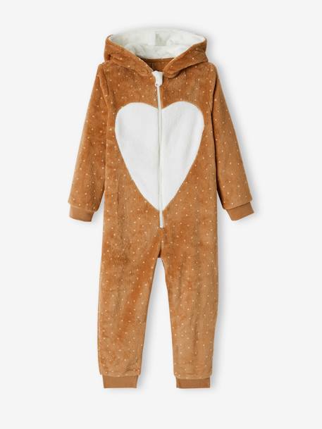Fox Onesie for Girls BROWN LIGHT SOLID WITH DESIGN - vertbaudet enfant 