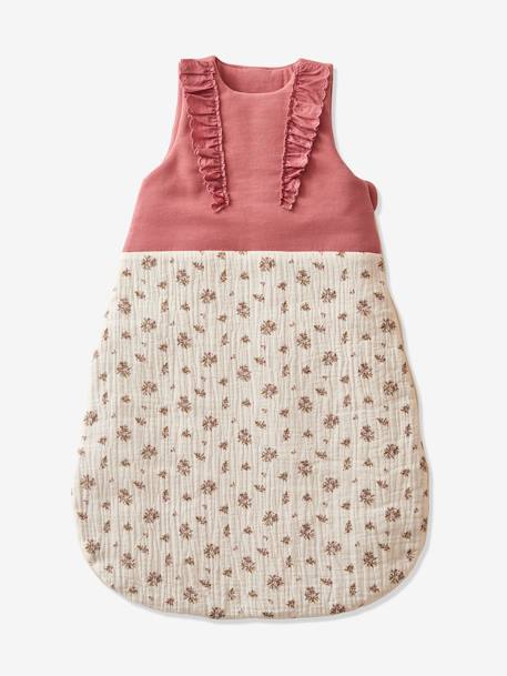 Dual Fabric Baby Sleep Bag with Removable Sleeves, Barn PINK MEDIUM SOLID WITH DESIG - vertbaudet enfant 
