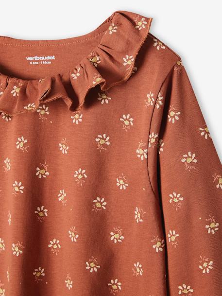 T-shirt blouse motifs irisés fleurs fille marron imprimé - vertbaudet enfant 