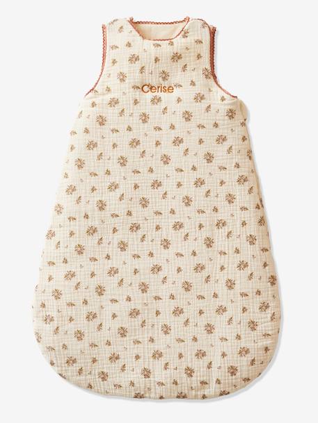 Sleeveless Baby Sleep Bag in Cotton Gauze, Barn BEIGE LIGHT ALL OVER PRINTED - vertbaudet enfant 