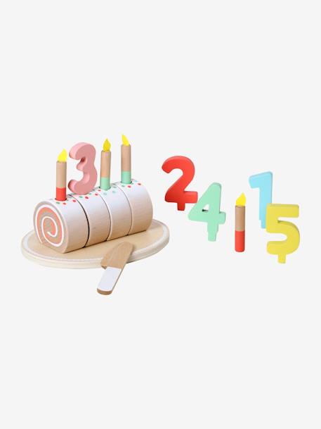 Swiss Roll Birthday Cake in FSC® Wood BROWN MEDIUM SOLID WITH DESIGN - vertbaudet enfant 