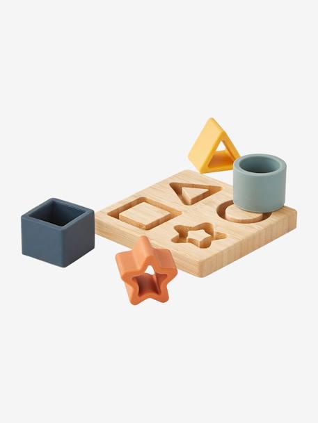 Shapes Puzzle in Wood & Silicone BLUE DARK SOLID - vertbaudet enfant 