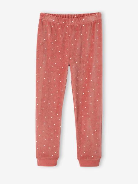 Fox Pyjamas in Velour for Girls PINK DARK SOLID WITH DESIGN - vertbaudet enfant 