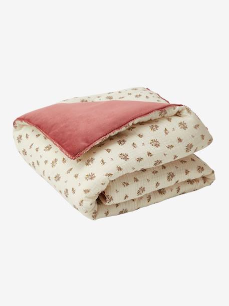 Throw in Cotton Gauze/Velour, Barn BEIGE LIGHT ALL OVER PRINTED - vertbaudet enfant 
