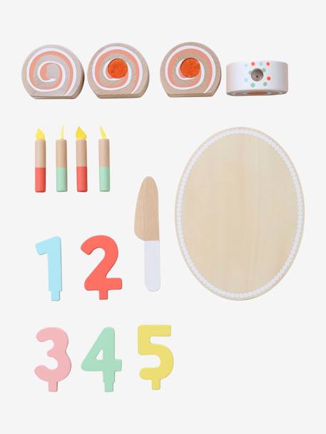 Swiss Roll Birthday Cake in FSC® Wood BROWN MEDIUM SOLID WITH DESIGN - vertbaudet enfant 