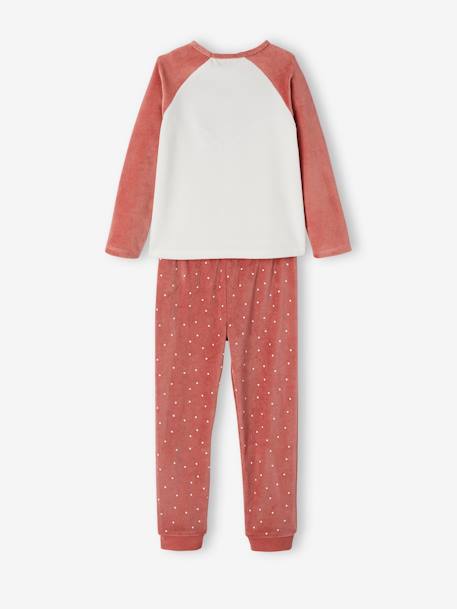 Fox Pyjamas in Velour for Girls PINK DARK SOLID WITH DESIGN - vertbaudet enfant 
