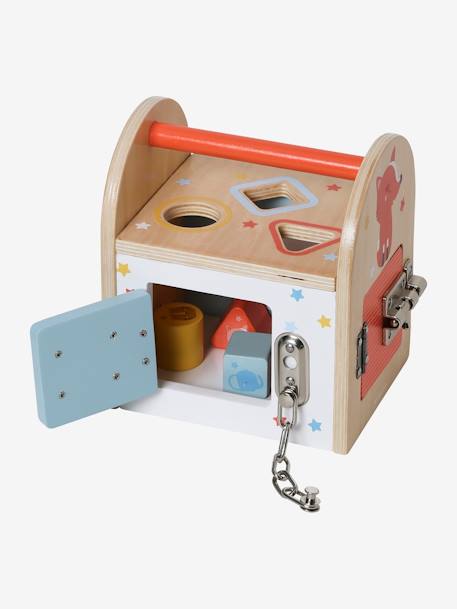 Activity House with Locks, in FSC® Wood BEIGE MEDIUM SOLID WITH DECOR - vertbaudet enfant 