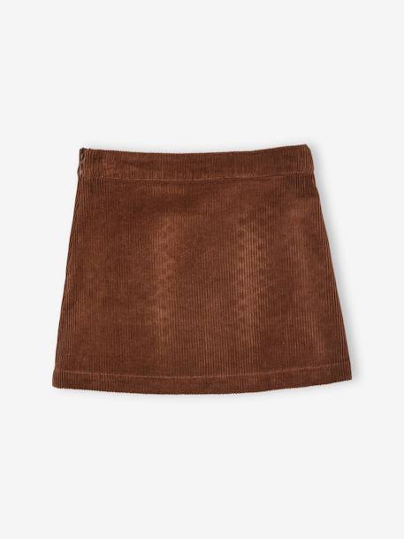 Corduroy Skirt with Wrap-Over Effect for Girls BROWN MEDIUM SOLID - vertbaudet enfant 