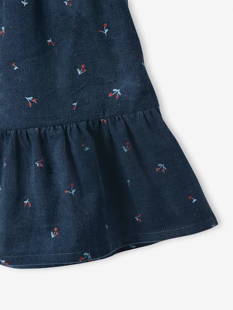 Corduroy Skirt with Ruffle, for Girls BLUE DARK ALL OVER PRINTED+GREEN MEDIUM ALL OVER PRINTED - vertbaudet enfant 