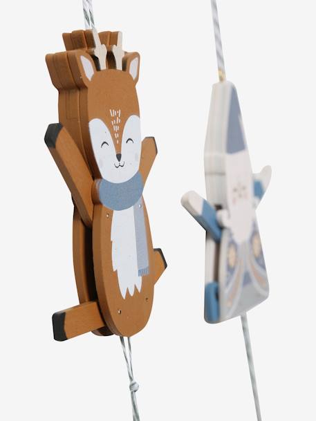 Set of 2 Articulated Scandinavian Wood Puppets BEIGE MEDIUM SOLID WITH DECOR - vertbaudet enfant 
