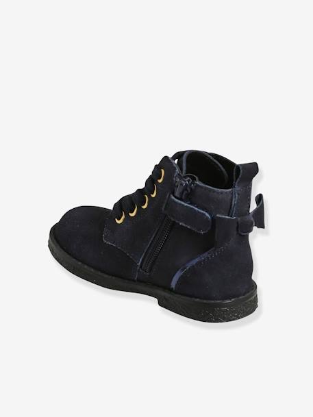 Leather Ankle Boots for Girls, Designed for Autonomy BLUE DARK SOLID - vertbaudet enfant 