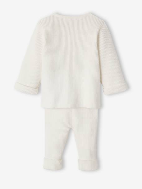 Ensemble bébé mixte gilet pantalon en tricot blanc+gris clair chiné+vert d'eau+vert sauge - vertbaudet enfant 