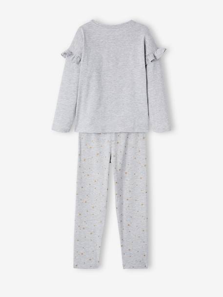 Pack of 2 Unicorn Pyjamas for Girls GREY LIGHT SOLID WITH DESIGN - vertbaudet enfant 