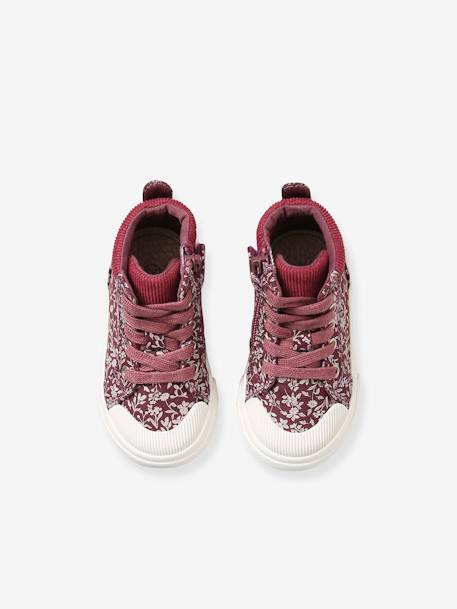 High-Top Trainers with Corduroy Details for Baby Girls PINK DARK ALL OVER PRINTED - vertbaudet enfant 