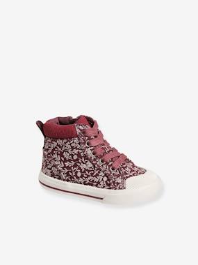 Shoes-Baby Footwear-Baby Girl Walking-High-Top Trainers with Corduroy Details for Baby Girls