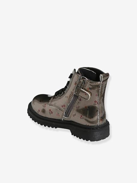 Printed Boots with Laces + Zip, for Girls GREY MEDIUM  ALL OVER PRINTED - vertbaudet enfant 