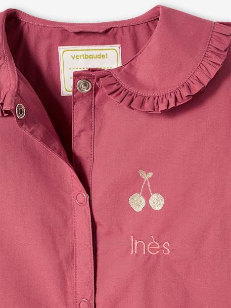 Cherry Smock with Glitter & Peter Pan Collar for Girls RED DARK SOLID WITH DESIGN - vertbaudet enfant 