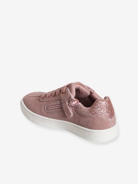 Leather Trainers with Zip & Girls - pink medium solid, Shoes