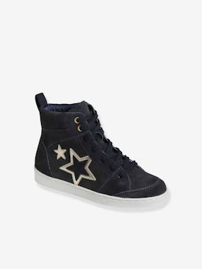 High-Top Leather Trainers with Laces & Zips for Girls  - vertbaudet enfant