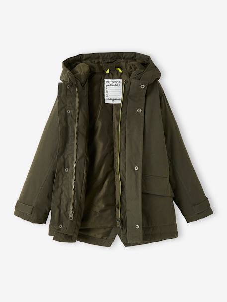 Parka garçon 3 en 1 blouson amovible kaki+lichen+Marine grisé+noix de pécan - vertbaudet enfant 
