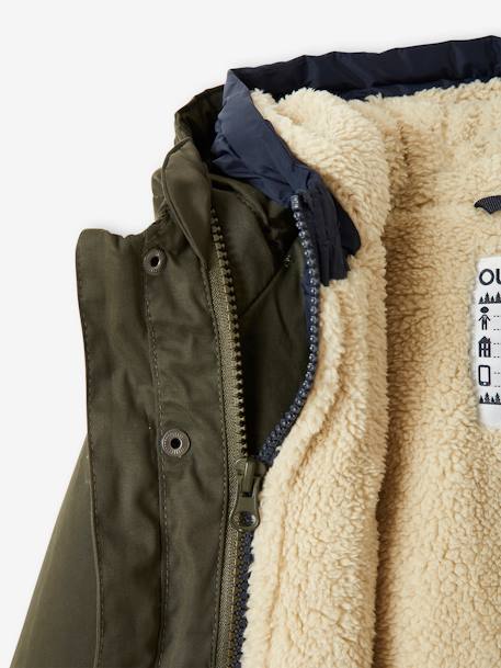 Parka garçon 3 en 1 blouson amovible kaki+lichen+Marine grisé+noix de pécan - vertbaudet enfant 