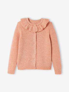 -Cardigan in Soft Knit with Collar, for Girls
