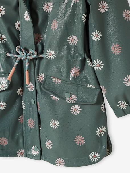 Hooded Raincoat with Magical Motifs for Girls GREEN MEDIUM ALL OVER PRINTED+rose+sky blue - vertbaudet enfant 