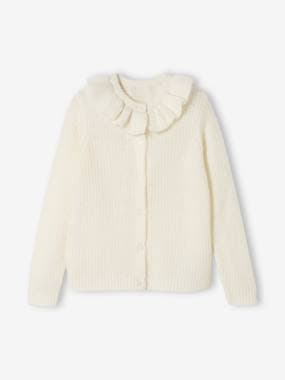 Girls-Cardigans, Jumpers & Sweatshirts-Cardigans-Cardigan in Soft Knit with Collar, for Girls