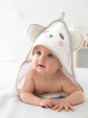 Baby-Baby Hooded Bath Cape With Embroidered Animals