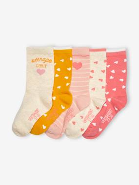 Girls-Underwear-Pack of 5 Pairs of Hearts Socks for Girls