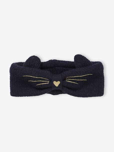Cat Hairband BLUE DARK SOLID WITH DESIGN - vertbaudet enfant 
