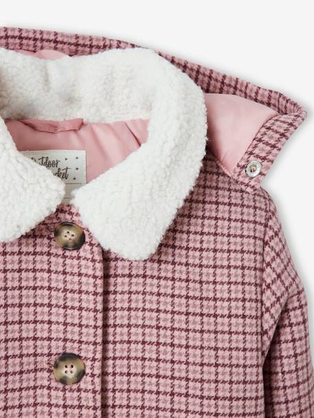Manteau à carreaux avec capuche fille vieux rose - vertbaudet enfant 