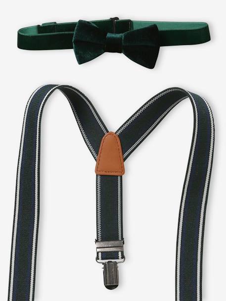 Velour Bow-Tie & Braces for Boys English green - vertbaudet enfant 