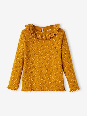 Girls-Tops-T-Shirts-Floral Top in Rib Knit for Girls