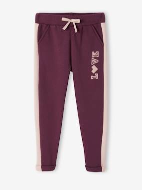 -Fleece Joggers with Side Stripes for Girls