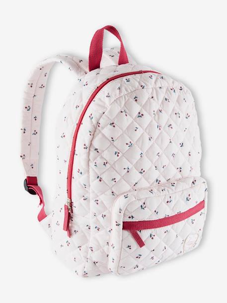 Backpack with Cherry Motifs for Girls PINK LIGHT ALL OVER PRINTED - vertbaudet enfant 