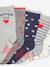 Pack of 5 Pairs of Hearts Socks for Girls BLUE DARK ALL OVER PRINTED - vertbaudet enfant 