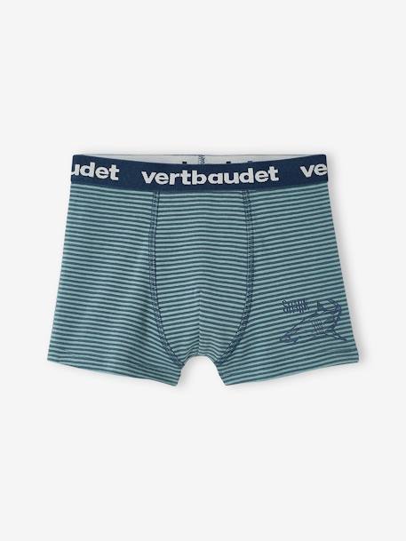 Pack of 5 Pairs of 'Sharks' Boxer Shorts for Boys BLUE MEDIUM SOLID WITH DESIGN - vertbaudet enfant 