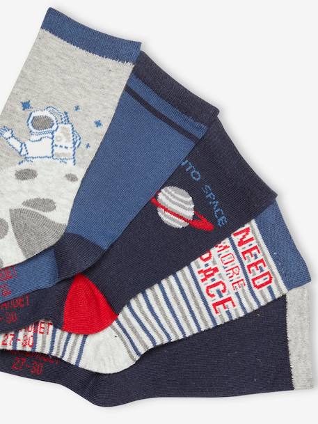 Pack of 5 Pairs of 'Space' Socks for Boys BLUE DARK TWO COLOR/MULTICOL - vertbaudet enfant 