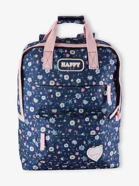 Floral Backpack for Girls BLUE DARK ALL OVER PRINTED - vertbaudet enfant 