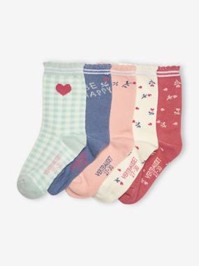 Girls-Underwear-Pack of 5 Pairs of Floral Socks for Girls