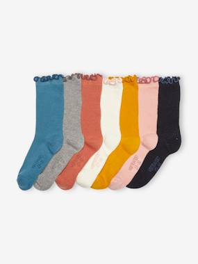 Fille-Sous-vêtement-Lot de 7 paires de chaussettes bicolores fille