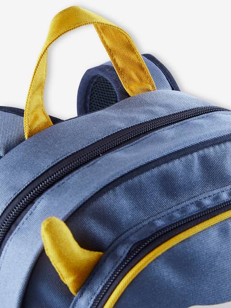 Pre-School 'Monster' Backpack, Details in Relief, for Boys BLUE MEDIUM SOLID WITH DESIGN - vertbaudet enfant 