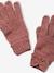 Knitted Gloves with Bow, for Girls PINK DARK SOLID - vertbaudet enfant 