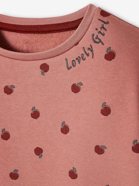 Sweatshirt with Fancy Motifs for Girls BROWN LIGHT ALL OVER PRINTED+PINK MEDIUM ALL OVER PRINTED - vertbaudet enfant 