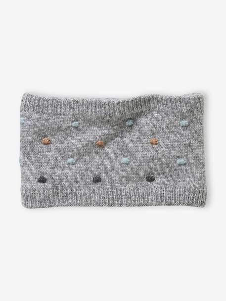 Knitted Snood with Dots in Relief for Girls GREY LIGHT MIXED COLOR - vertbaudet enfant 